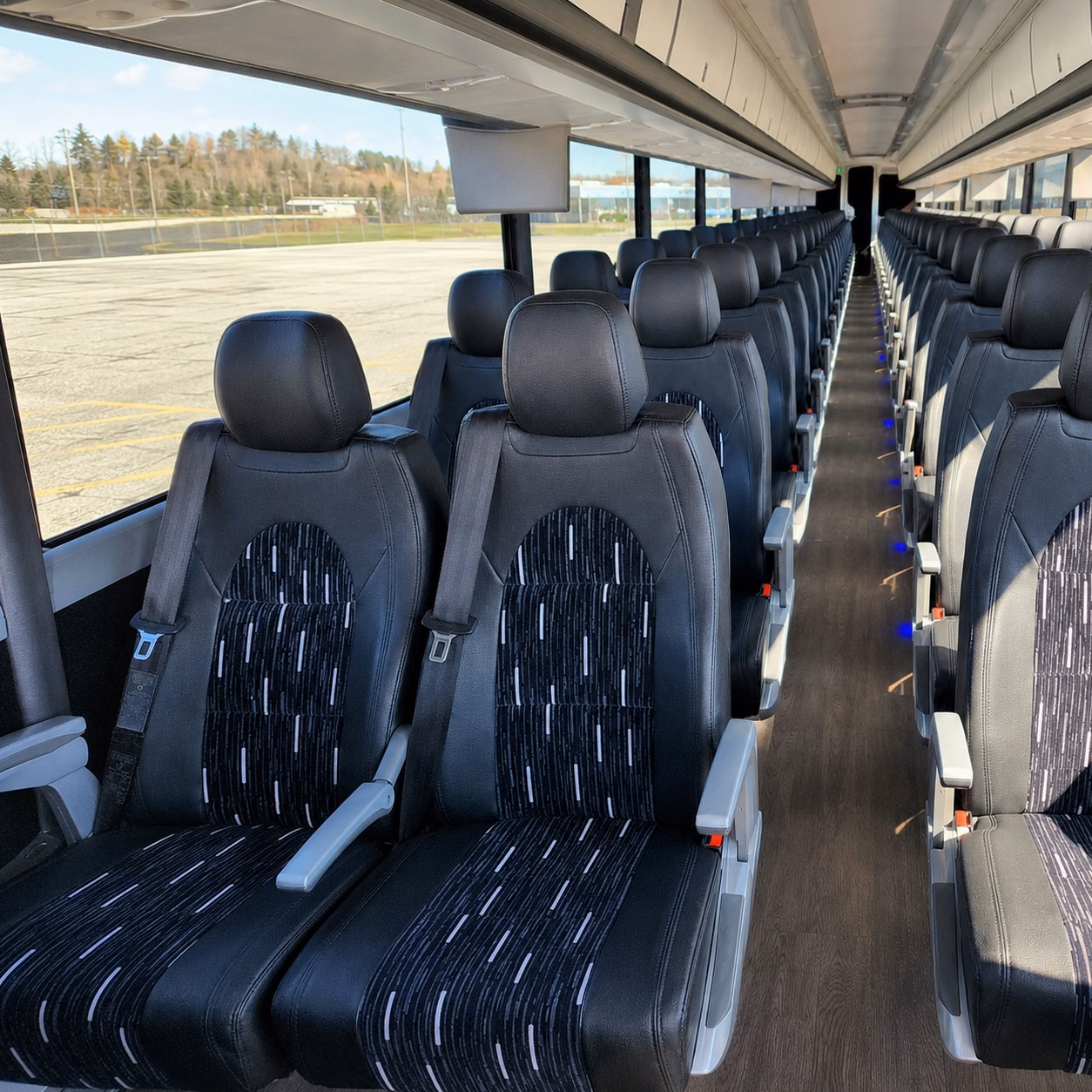 56 passenger charter bus inside